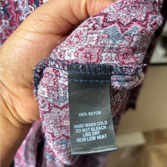 LULUS | Boho Burgundy Print dress | size Large - Picture 5 of 14